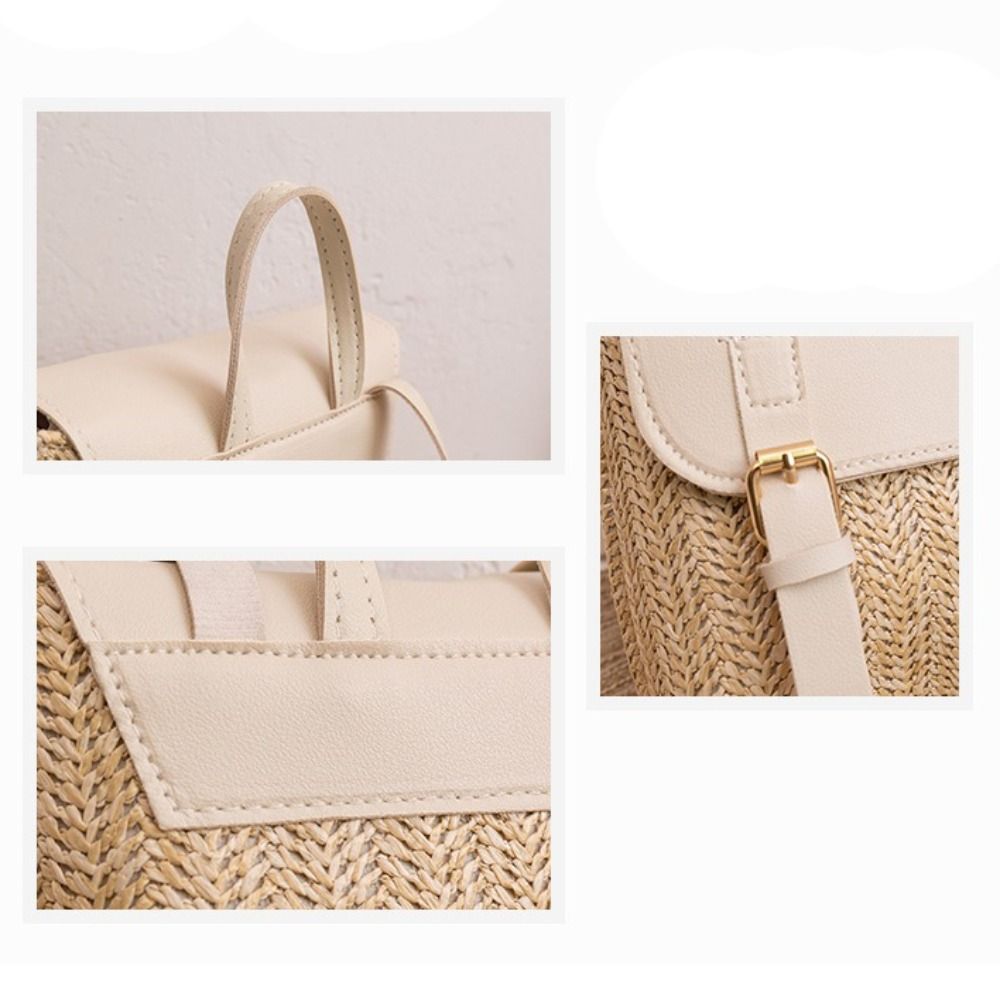 Trend PU Leather Straw Backpac - Leather Backpack Vintage recension och pris