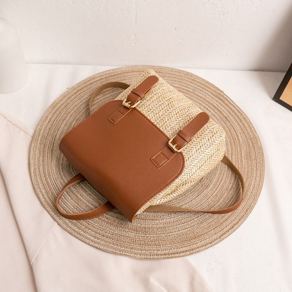 Trend PU Leather Straw Backpac - Leather Backpack Vintage recension och pris