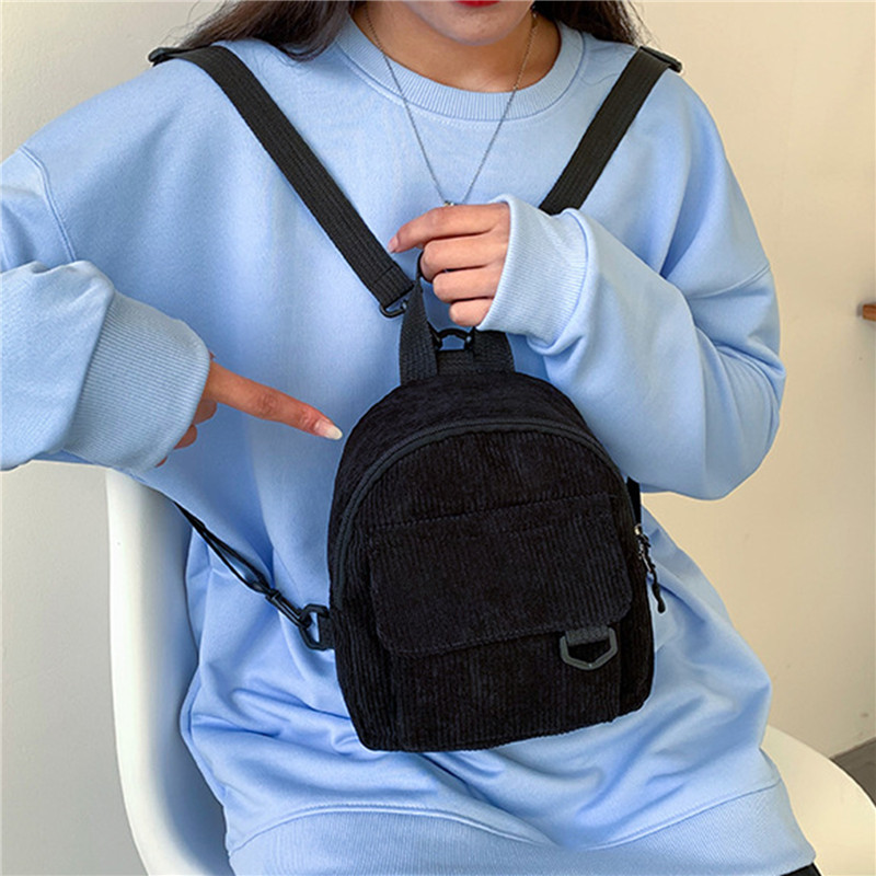 Solid Color Mini Backpack Cord - Fashion Backpack Women recension och pris